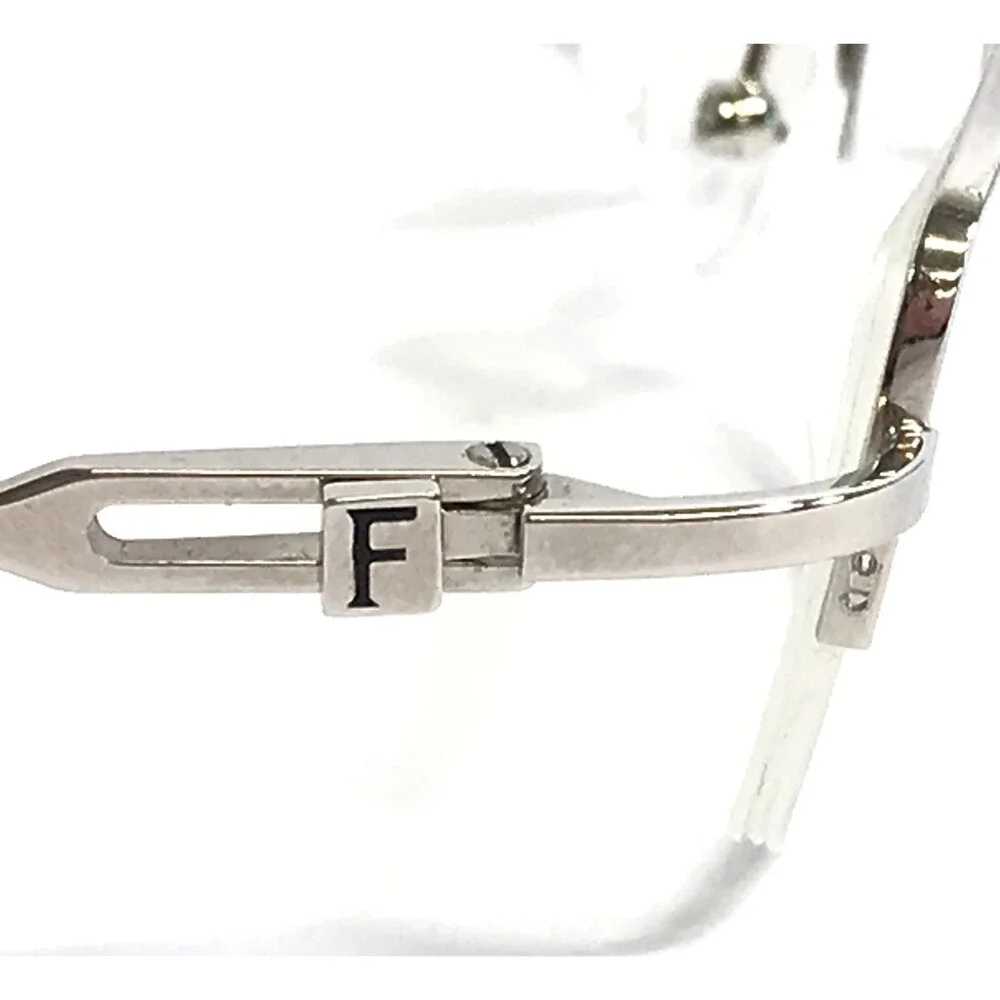 FRED Eyeglasses Frames ALASKA N1 002 Shiny Silver Rectangle Half Rim 53-19-135